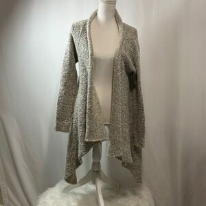 With Grace Boucle Knit Open Front Cardigan Sweater Neutral Small‎